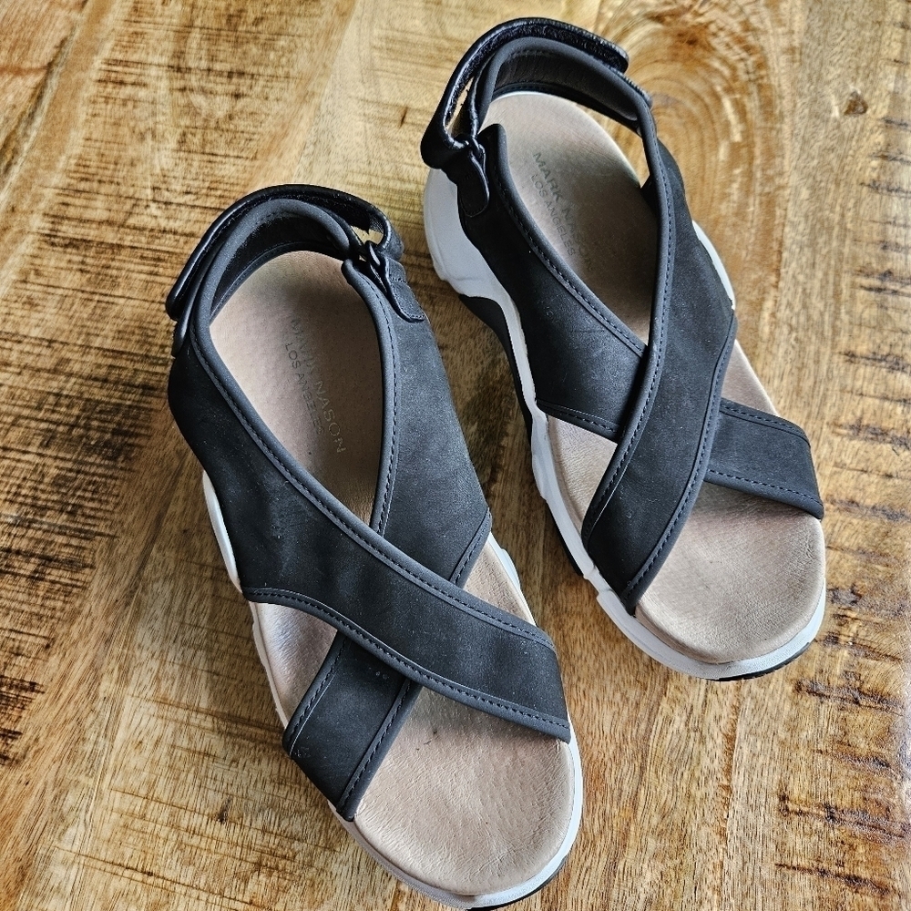 Sketchers Mark Nason MN Neo Block Sandals Cross Strap Black US Chunky Platform 6